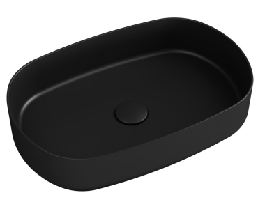 Isvea INFINITY OVAL keramické umyvadlo na desku, 55x36cm, černá mat 10NF65055-2N