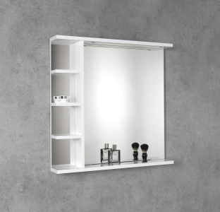 Aqualine KORIN STRIP zrcadlo s LED osvětlením a policemi 70x70x12cm KO360S