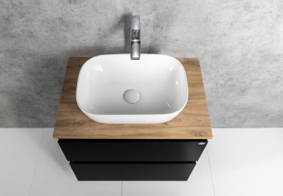 Aqualine ALTAIR skříňka s deskou 68 cm, černá mat/dub emporio AI670-01