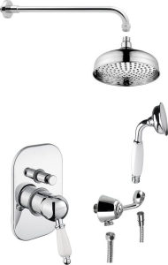 Sapho KIRKÉ WHITE podomítkový sprchový set s pákovou baterií, 2 výstupy, bílá páčka, chrom KI42BC-01