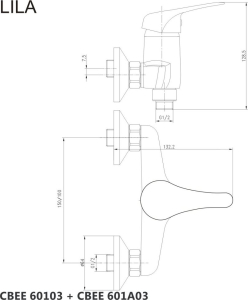Mereo Sprchová souprava Lila-plastová hlavová sprcha a třípolohová ruční sprcha vč. sprch. baterie 150 mm CBEE609