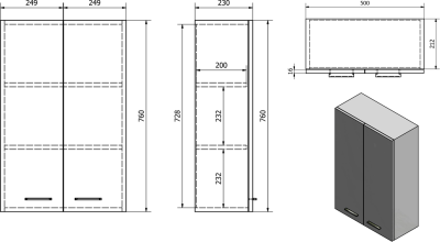 Aqualine ZOJA/KERAMIA FRESH skříňka horní 50x76x23cm, dub platin 51304