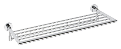 Sapho X-ROUND polička na ručníky výklopná s háčky 600mm, chrom XR422