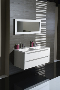 Sapho WAVE dvojumyvadlová skříňka 119, 7x50x47, 8cm, bílá/dub stříbrný WA120-3011