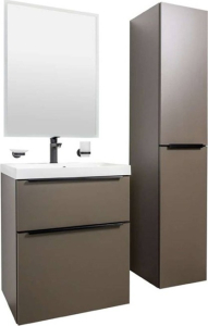 Mereo Mailo, koupelnová skříňka vysoká 170 cm, šedá láva, černé madlo CN564LPB