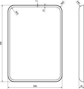 Sapho FLOAT zrcadlo s LED podsvícením 50x70cm, bílá 22571