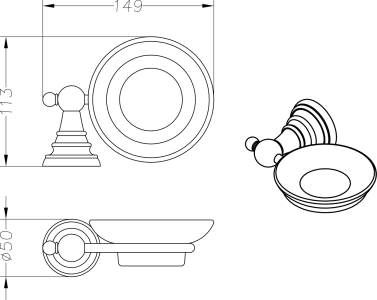 Sapho DIAMOND mýdlenka, mléčné sklo, bronz 1318-02