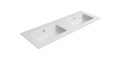 GSI PURA keramické dvojumyvadlo Slim 122x46cm, bez otvoru, bílá mat 8888009