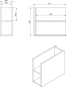 Sapho LOREA skříňka s umyvadlem 101x46x51, 5cm (80+20cm), levá, bílá mat LE080-3131-L-01