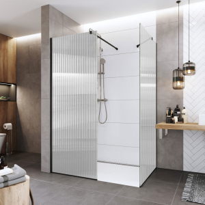 Mereo Sprchová stěna WALK IN, Novea, 80 x 200 cm, Black ALU, sklo Line CK10601HBL