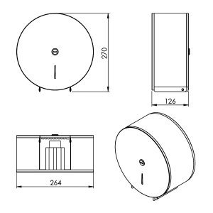 Sapho Zásobník na toaletní papír do Ø 24cm, 264x126x270mm, černá mat 2448