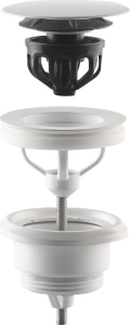 Omp Tea Umyvadlová výpust 5/4“, click-clack, velká zátka, 10-45mm, bílá mat 7532.310.5XD