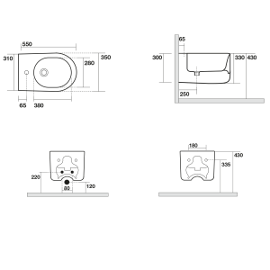 Kerasan NOLITA bidet závěsný 35x55cm, černá mat 532531