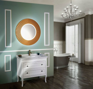 Sapho PRIDE kulaté zrcadlo s LED osvětlením v rámu ø 75cm, bronz PD754
