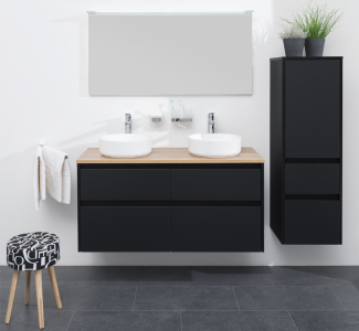 Mereo Opto koupelnová skříňka vysoká 125 cm, levé otevírání, černá CN944L