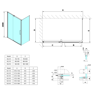 Polysan ROLLS obdélníkový sprchový kout 1500x900 mm, L/P varianta, čiré sklo RL1515RL3315
