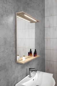 Aqualine KORIN STRIP zrcadlo s LED osvětlením 60x70x12cm, dub platin KO990S