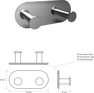 Sapho X-ROUND samolepící dvojháček, nerez lesk XR220