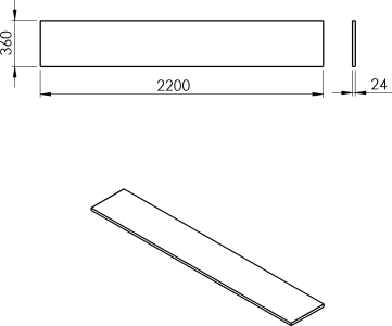 Sapho PLATO deska Rockstone 2200x24x360mm, bílá mat PL226-0101