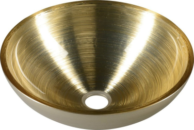 Sapho MURANO SOFT BROWN skleněné umyvadlo na desku, průměr 40cm, béžovozlatá AL5318-67