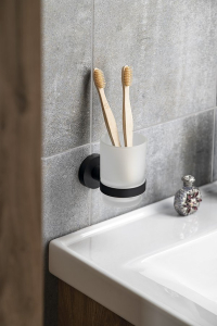 Aqualine SAMBA sklenka, mléčné sklo, černá mat SB204