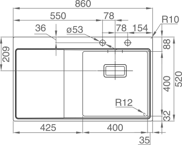 Nerezový dřez Sinks XERON 860 pravý 1,2mm RDXEK8605202P