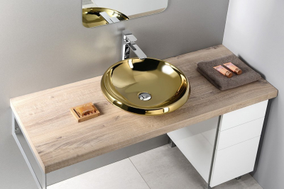 CREAVIT MINIMAL umyvadlo na desku kulaté, průměr 45cm, zlatá MN045-AK00