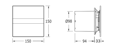 Cata E-100 GTH koupelnový ventilátor axiální s automatem, 4W/8W, potrubí 100mm, bílá 00900200