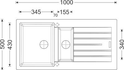 Granitový dřez Sinks PERFECTO 1000.1 Metalblack+VITALIA GR PE100174VIGR74
