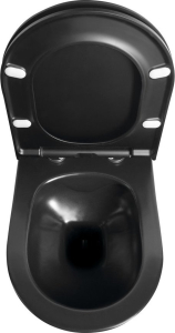 AVVA závěsné WC Rimless s podomítkovou nádržkou a tlačítkem Schwab, černá mat 100314-110-SET5