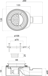 GSI Vaničkový sifon, průměr 90mm, DN40, nízký, krytka bílá mat PILDSR209