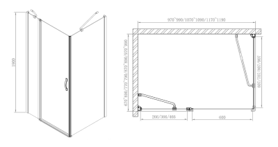 Gelco ONE sprchové dveře s pevnou částí 1100 mm, čiré sklo GO4811
