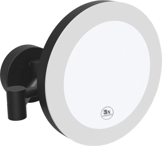 Sapho X-ROUND BLACK kosmetické zrcátko závěsné LED, Ø 200mm, černá mat XR016B