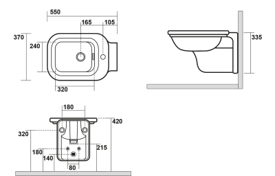 Kerasan WALDORF bidet závěsný 37x55cm, bílá 4125K1