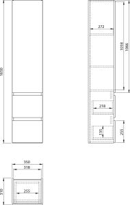 Aqualine PANEDA STRIP skříňka vysoká 35x165x31cm, levá/pravá, dub emporio PN265