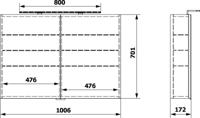 Sapho RIWA galerka s LED osvětlením, 101x70x17cm, dub alabama RIW100-0022