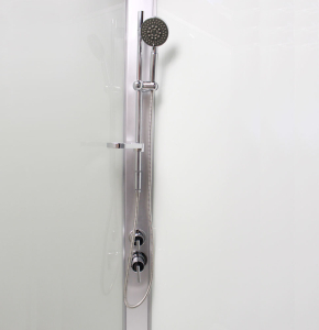 Mereo Sprchový box, čtvrtkruh, 80 cm, satin ALU, sklo Point, zadní stěny bílé, SMC vanička, bez stříšky CK35172KBW