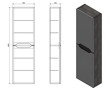 Sapho WAVE skříňka vysoká 40x140x20cm, levá/pravá, bílá/dub stříbrný WA250-3011