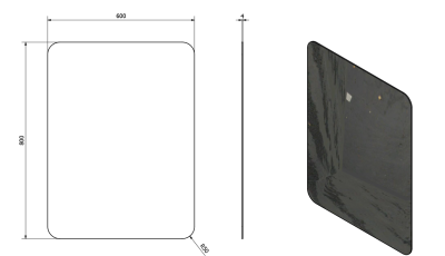 Sapho ISHAPE zrcadlo s broušenou hranou 60x80cm, zakulacené rohy, CU free AG468