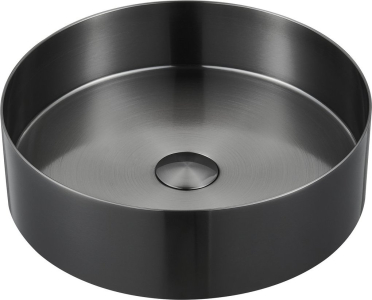 Sapho AURUM nerezové umyvadlo na desku, průměr 38cm, včetně výpusti, gun metal AU101