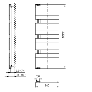 Aqualine MILI otopné těleso 600x1222 mm, bílá DC620T