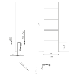 Sapho KARBO elektrický sušák ručníků, kulatý, 400x1120mm, 87 W, černá mat KB904