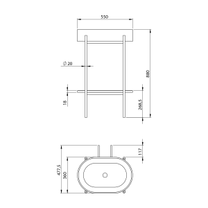 Sapho PUNO podstavec s umyvadlem 550x860x360mm, černá SKA570-2-01