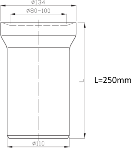 Bruckner Přímý kus dopojení k WC, délka 250mm, 110mm 159.306.0