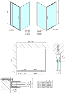 Polysan EASY obdélník/čtverec sprchový kout pivot dveře 900-1000x900mm L/P varianta EL1715EL3315