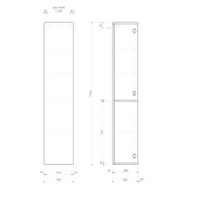 Sapho ESPACE skříňka 35x172x32cm, 1x dvířka, levá/pravá, dub stříbrný ESC330-1111