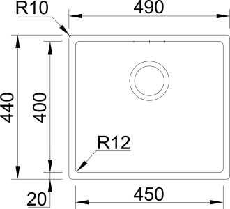 Nerezový dřez Sinks BOX 490 RO 1,0mm RDBOK4904401RO