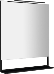 Sapho ERUPTA zrcadlo s LED osvětlením a policí 80x80cm, černá mat ERU335