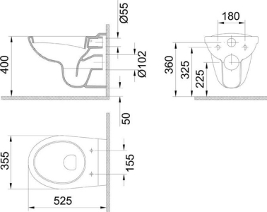 Mereo WC závěsný klozet vč. sedátka CSS114S VSD74S