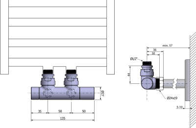 Sapho TWIN připojovací sada ventilů pro středové připojení, zlato mat CP401SGM